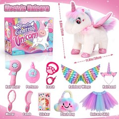 TUZT Walking Talking Remote Control Unicorn Toy for Girl Age 4-6, Pink