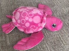 15” Wild Republic Pink Glitter Sea Turtle Plush Big Eyes Green Silver Sparkles
