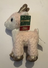 Christmas Reindeer Glitter Plush Pink & Gold Color EB1D24
