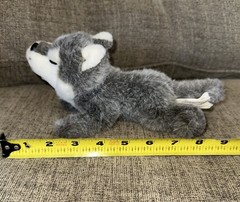 The Stuffed Animal House Wolf Gray Realistic Howling Laying 9” Plush Toy