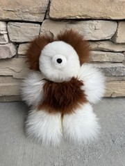 100% Baby Alpaca Fur 12” Teddy Bear Plush White Brown Soft Handmade Premium