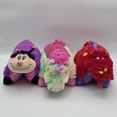 Retired Pillow Pets Dragon, Unicorn Ladybug Plush Stuffed Animal Lot of 3 12”