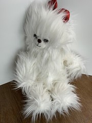 TROV Holiday Bear Plush Snowball White Eyelash Sparkly Red Bow 17″ Petting Zoo