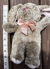 Lop-eared Plush Bunny Rabbit 9 in Brown Pink Bow Sparkle Gold Shimmery Walmart