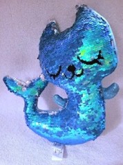 Cat Mermaid Plush Sequin Blue Silver Fashion Angels Magic Purr-Maid