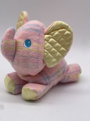 VTG Playskool Elephant Baby Lovey Pink Yellow Snuzzles Plaid Plush Quilted Ears