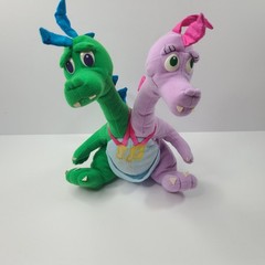 Vintage Dragon Tales Zak and Wheezie Plush Playskool 1999 Stains READ