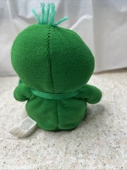 Vintage St Patricks Day Happy Go Lucky Green Stuffed Beanbag Plush 8″ Spiky Hair