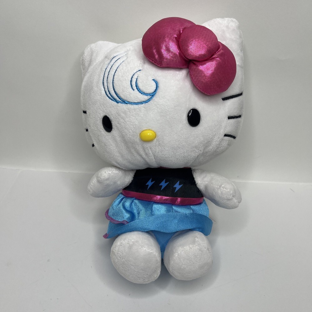 2013 Hello Kitty 8” Winter Weather Plush Thunderbolt Blue Pink Sanrio