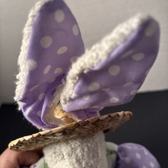 Easter Creative Design LTD 15” Polka Dot/Floral Outfit Rabbit Weighted Straw Hat