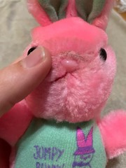 Vintage Soft Things Pink and Blue Jumpy Bunny Bunny Stuffed Animal