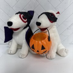 Vintage Y2K Target Bullseye Plush Stuffed Beanie Plush Dog Halloween BAT Pumpkin