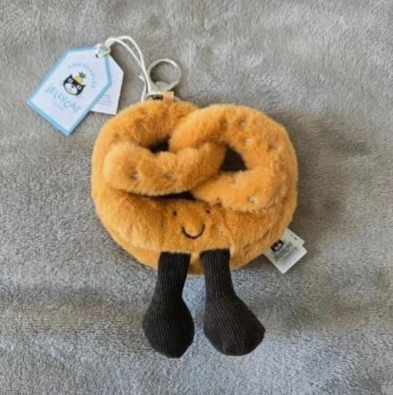 Jellycat Amuseables Pretzel Plush Bag Charm Keychain Collectible NWt Cute Gift