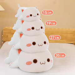 Kawaii Cat Plush Pillow – Soft 15″ Stuffed Animal Toy for Kids Room Decor