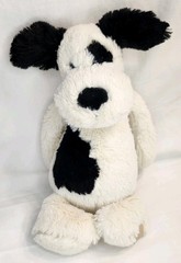 Jellycat Bashful Puppy Dog Black & White Cream Plush Stuffed Toy 12” Soft