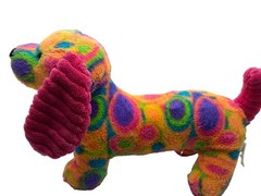 Toys R Us Dachshund Puppy Dog Plush 12” Stuffed Animal Neon Groovy Retro Pink