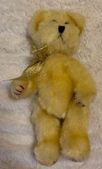 Progressive Plush Brand Beige Teddy Bear Plush Doll w/Gold Glittery Bow 9″ Tall
