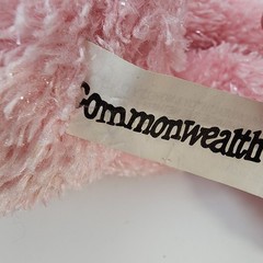 Vintage Commonwealth Pink Floppy Teddy Bear Hug A Plush 12” Satin Bow 1999