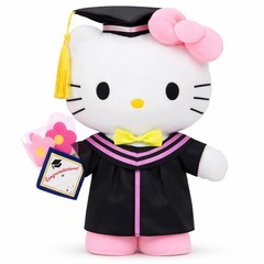 RELIGES 11 Inch Graduation Plush Cat, Soft Stuffed Animal with Pink-M, Pink