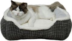 Luxury Grey Cat & Dog Bed – Soft, Washable, Anti-Slip & Water-Resistant