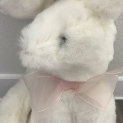 VHTF! Pier 1 One Imports White Easter Bunny Rabbit Plush Animal Pink Bow 15”