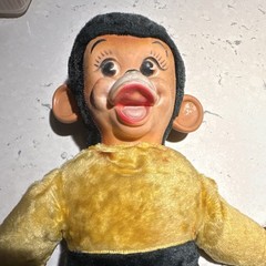 Creepy Zippy Doll Vintage Animal Plush Toy with Yellow and Black Outfit