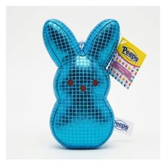 Peeps Blue Disco Bunny Plush Sparkle Easter Basket Stuffer Bag Clip 6″ New