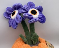 Russ Greenhouse Potted Purple Flower 12″ Plush PUMPKIN FLOWER New