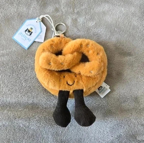 Jellycat Amuseables Pretzel Plush Bag Charm Keychain Collectible NWt Cute Gift
