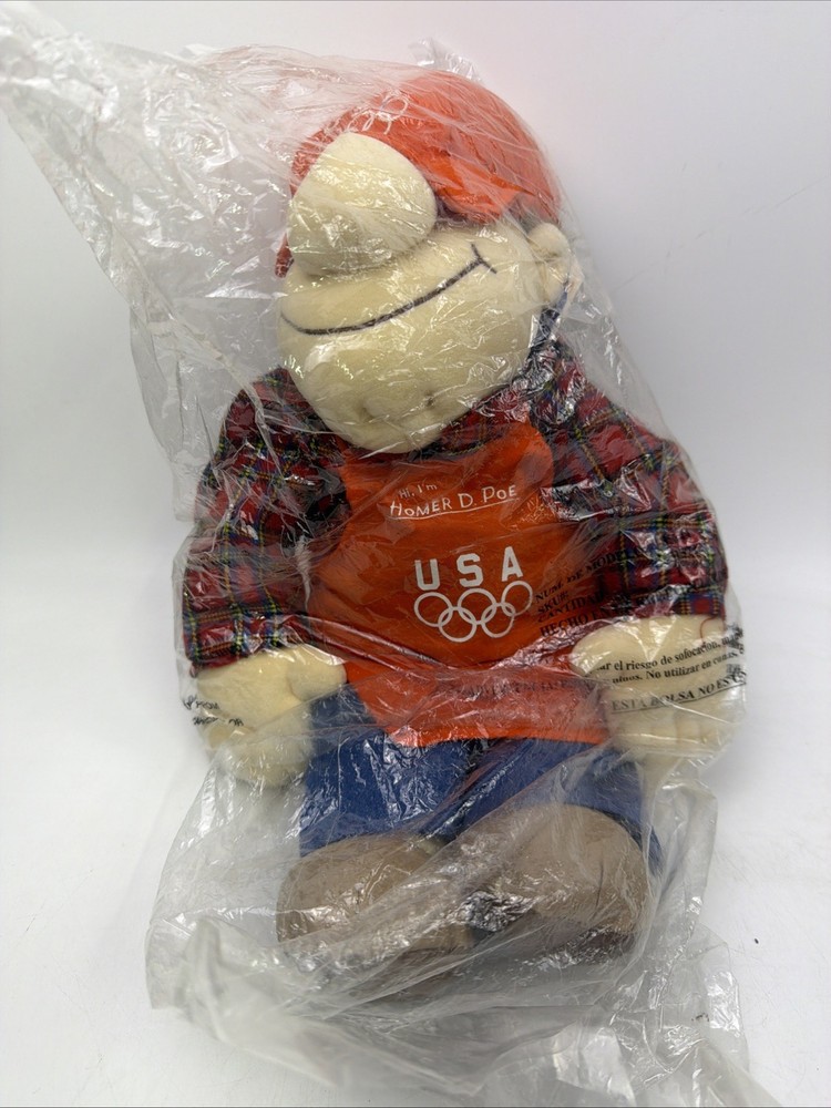 Vintage New Sealed Home Depot Homer D Poe 18” Plush Toy 1996 Mascot USA Olympics