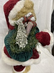 Vtg 24″ Cuddle Christmas Bear With All The Accessories, Bag/ Presents, Bear +