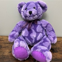 Sugarloaf Creations Purple Teddy Bear Heart Pattern Plush Stuffed Animal