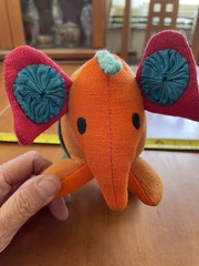 Barbara Sansoni Barefoot (Sri Lanka) Vintage Orange/Pink/Green Elephant 5”x7”
