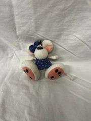 Diddl Mouse Plush Diddlina Vintage Blue Polka-Dot Dress Blue Bow Toy