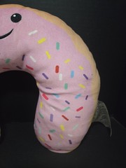 Pink Happy Face Strawberry Sprinkled Donut neck Pillow
