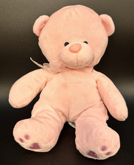 HTF! American Gifts Pink Velvety Plush 10″ Teddy Bear Heart Footprints