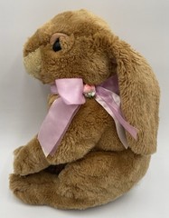 Commonwealth Brown Tan Cream Long Ear Bunny Rabbit Plush Purple Bow Pink Flower