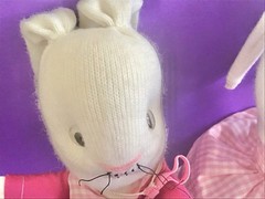 Bunny Plush Lot White Handmade Family Mom & Dad Nylon Easter Rabbits