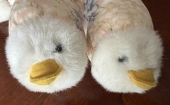 Vtg Chosun Easter Duck Stuffed Plush Animal Toy Duck Slippers Floral 15”