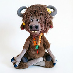 Zootopia Yax Stuffed Animal, Long-haired Psychedelic Yak Plush Doll