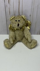 Brown Bear Plush Gold Angel Wings 4Way Jointed Oriental Trading Co. Gold Details