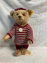 Steiff Classic 1907 maroon Sweater Teddy Bear 33cm, EAN 027673 NEW w/tags