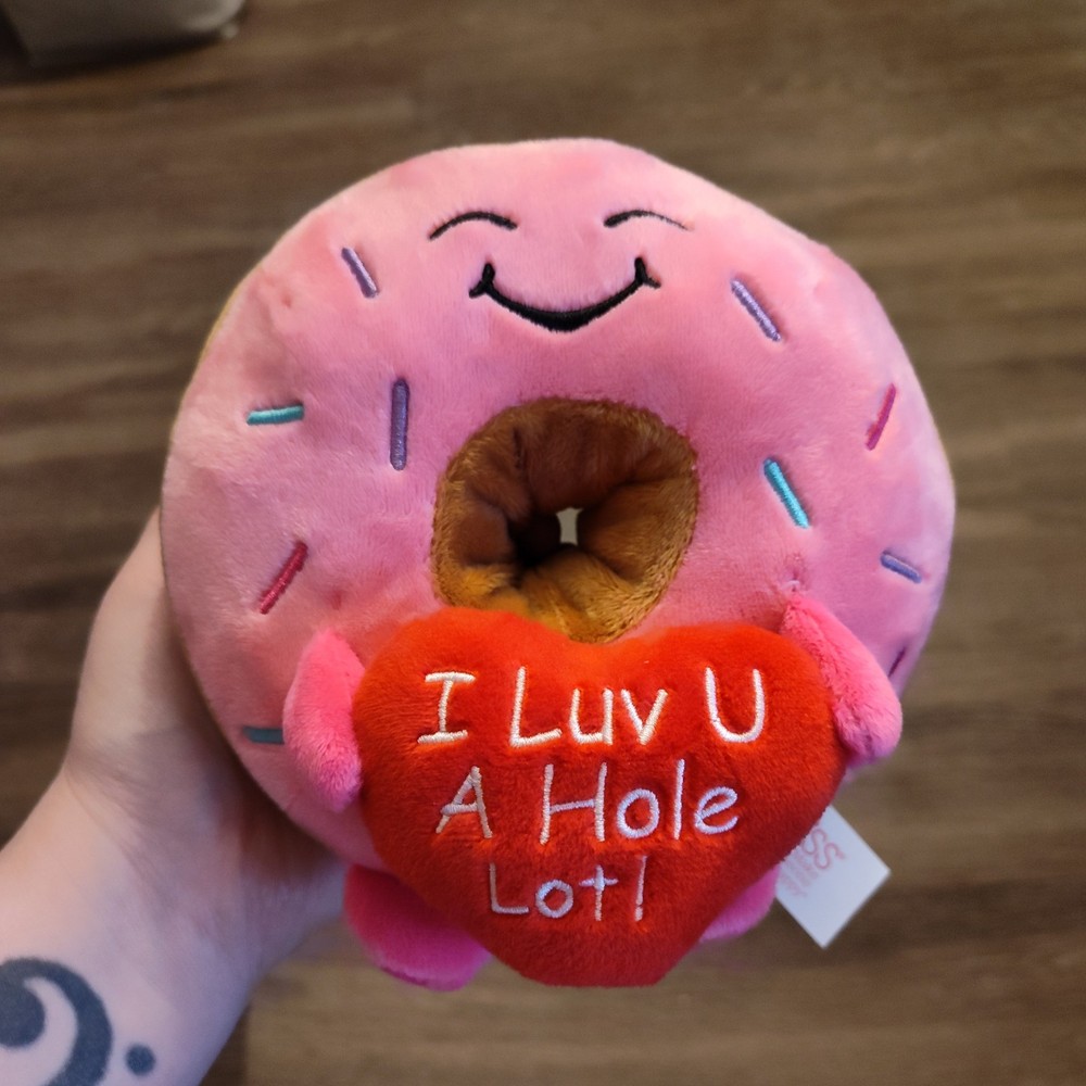 Viral Tik Tok Valentines Russ Plush Donut Stuffed Toy “I Luv U A Hole Lot”