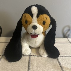 Hallmark Puppy Plush Dog Long Floppy Ears Tan-White-Black Red Heart Collar Tag