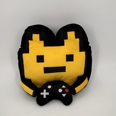 BMI Space Invader Gamer Plush Yellow Pixel Video game Player With Controller 10″