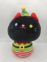 Mewaii Christmas Elf Cat Plush Black Holiday Kitty Stuffed Animal Toy 8″