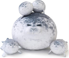Chubby Seal Plush Pillow with 4 Baby Seals – Adorable Gift for All Ages