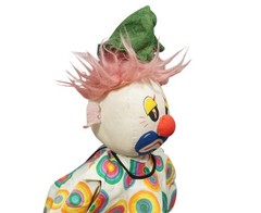Vintage Creepy Sad Clown Doll 26″ Plush Stuffed Toy Horror Circus Decor