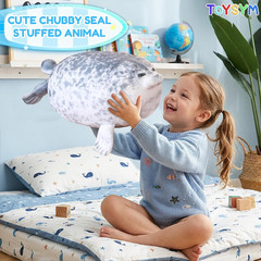 TOYSYM Chubby Blob Seal Pillow Cute Seal Plush with 4 Baby Plushies in Her Tummy