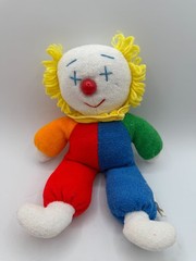 Eden Clown Plush Colors Plastic Nose Red Blue Green Orange Yellow Bald Yarn Hair